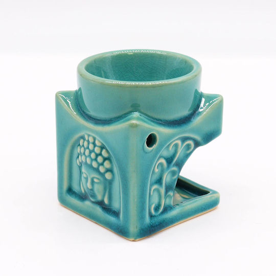 Oil Burner Square Buddha Soft Turqoise