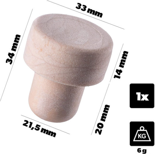 Synthetic Mushroom Wine Bottle Stopper 21.5mm 1 Pc