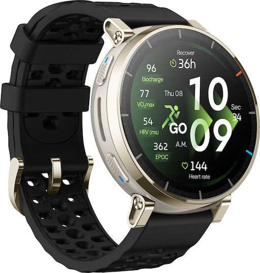Amazfit Active 3 Premium Stainless Steel 45mm Αδιάβροχο Smartwatch με SIM και Παλμογράφο (Μαύρο)