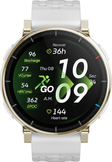 Amazfit Active 3 Premium Stainless Steel 45mm Αδιάβροχο Smartwatch με SIM και Παλμογράφο (Λευκό)