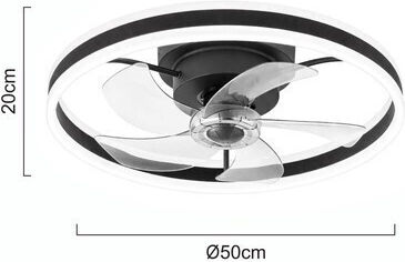 Powertech Πλαφονιέρα 50cm με Φως Μαύρη