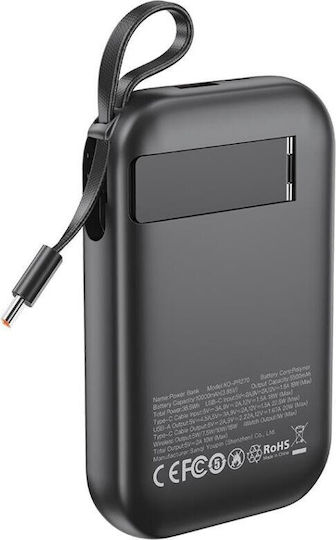 XO PR270 Power Bank 10000mAh 22.5W with USB-A Output Port and USB-C Output Port Power Delivery Quick Charge PPS Black