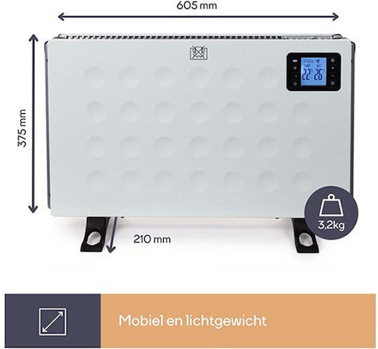 Perel Convector de Pardoseală 2000W cu Termostat Electronic și WiFi Alb