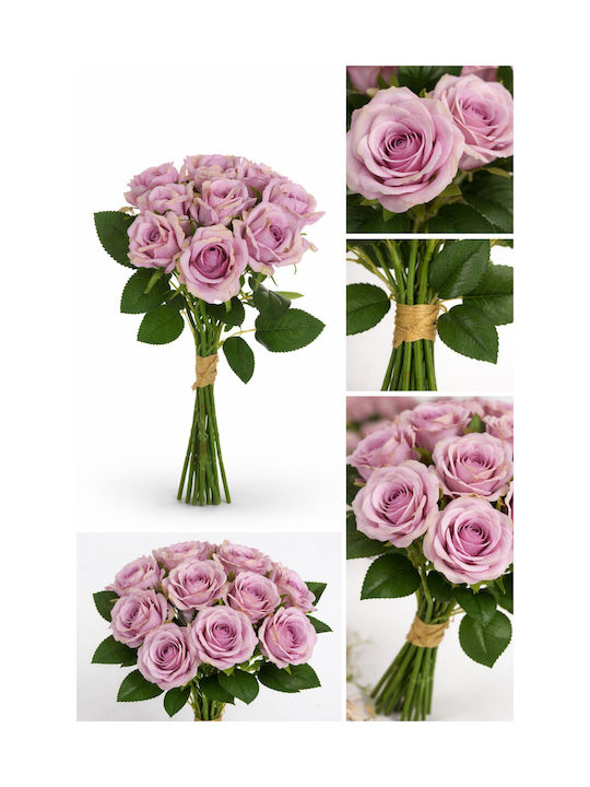 Bouquet Noblesse Lilac Roses 0x0x37cm Monochromatic Evergreens