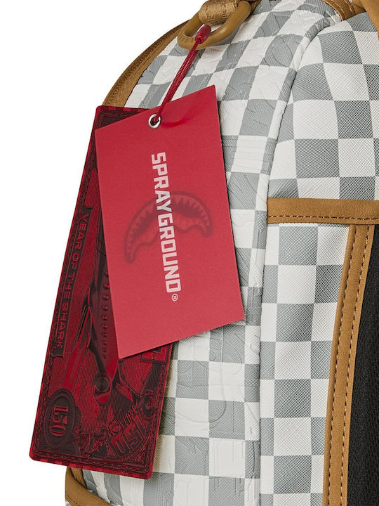 Sprayground Cream Check Dlxsv Σχολική Τσάντα Πλάτης Λευκή