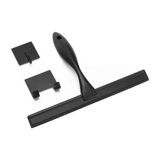 Racletă Baie din Oțel Inoxidabil cu Suport Adeziv Lamă 25 Cm Finisaj Negru Mat