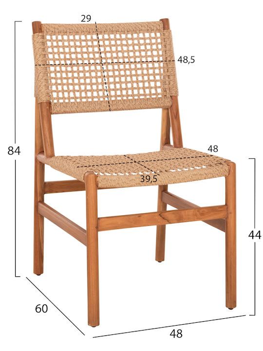 Scaun de Exterior din Lemn Diniz Natur 48x60x84cm