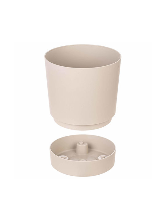 Kadax Plastic Beige Flower Pot with Saucer 27.5x27.5cm