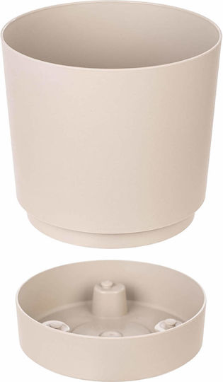 Kadax Plastic Beige Flower Pot with Saucer 27.5x27.5cm