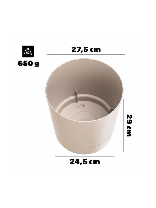 Kadax Plastic Beige Flower Pot with Saucer 27.5x27.5cm