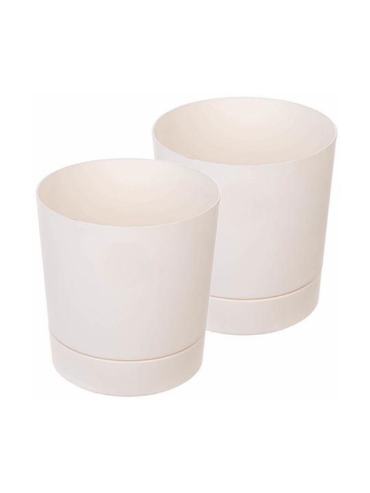 Kadax Set 2 Ghivece de Flori Din Plastic Cu Farfurie