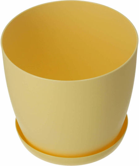 Kadax Γλάστρα Πλαστική Yellow Matte με Πιάτο 25x23εκ.