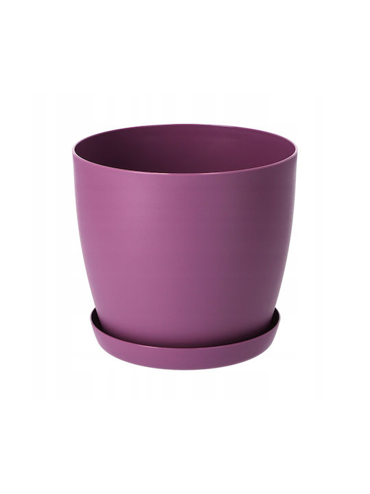 Kadax Γλάστρα Πλαστική Purple Matte με Πιάτο 18x16x14.5εκ.