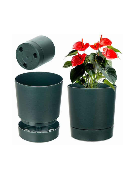 Kadax Plastic Green Flower Pot with Saucer 34.5x34.5cm