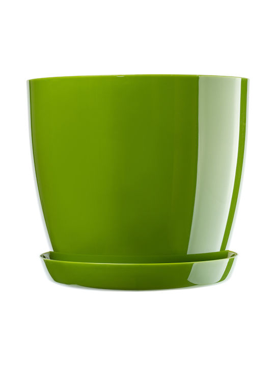 Kadax Set 3 Ghivece De Flori Din Plastic Verzi Cu Farfurie