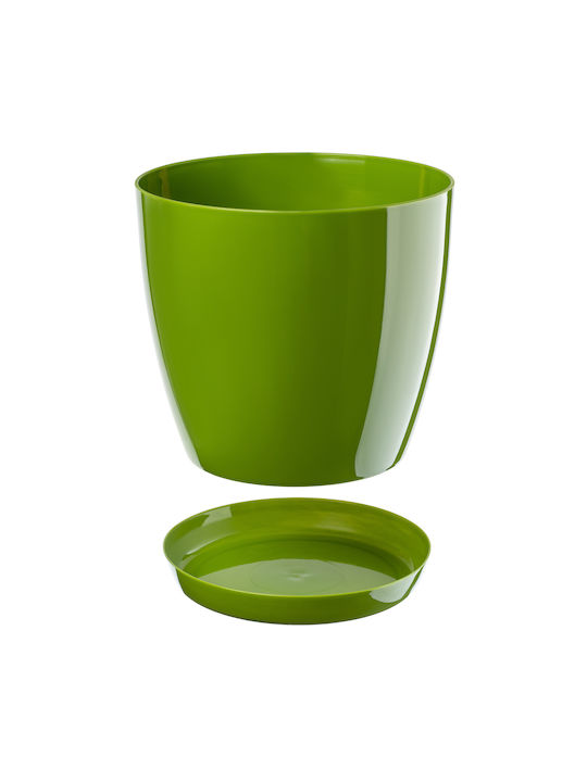 Kadax Set 3 Ghivece De Flori Din Plastic Verzi Cu Farfurie