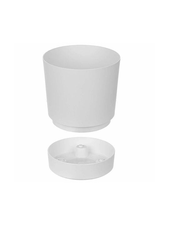 Kadax Plastic White Flower Pot with Saucer 27.5x27.5cm