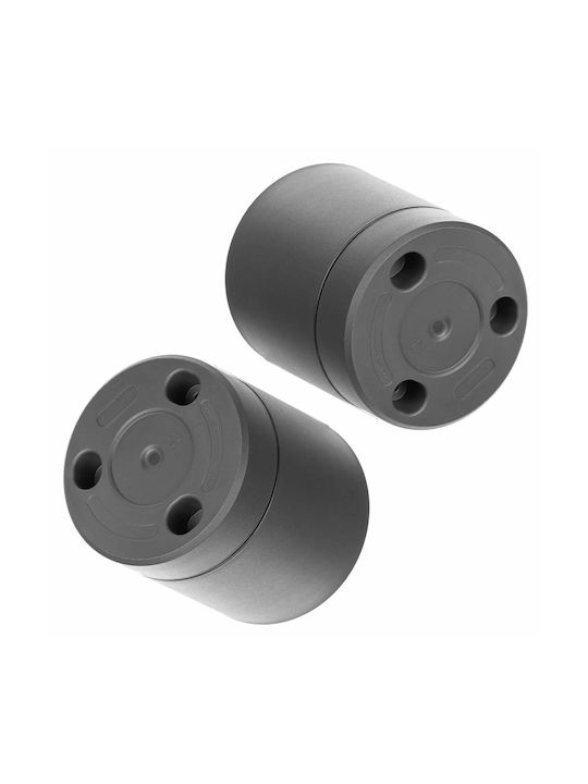 Kadax Set 2 Ghivece de Flori Din Plastic Gri Cu Farfurie
