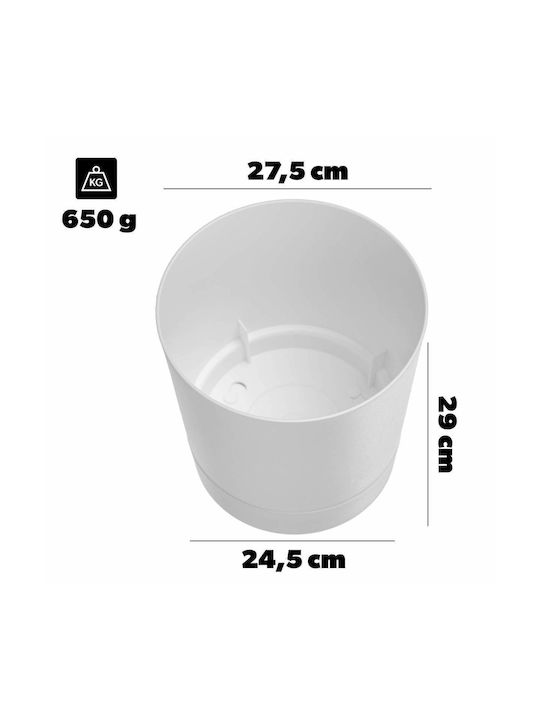 Kadax Plastic White Flower Pot with Saucer 27.5x27.5cm