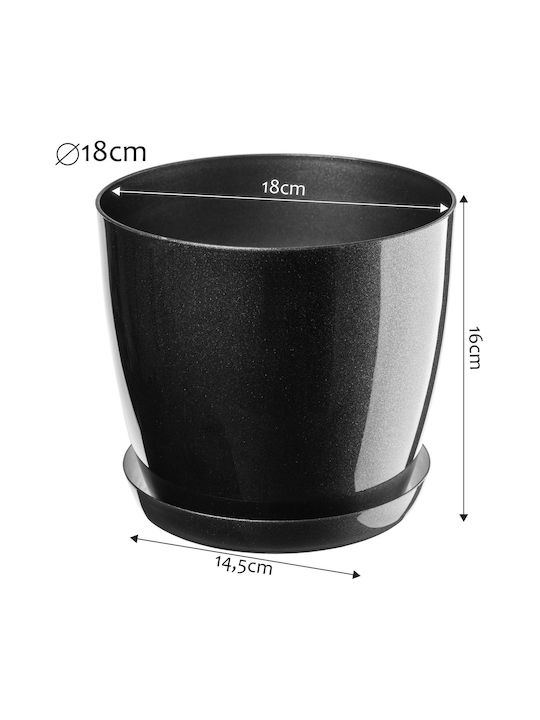 Kadax Set Of 3 Plastic Graphite Flower Pots With Saucer