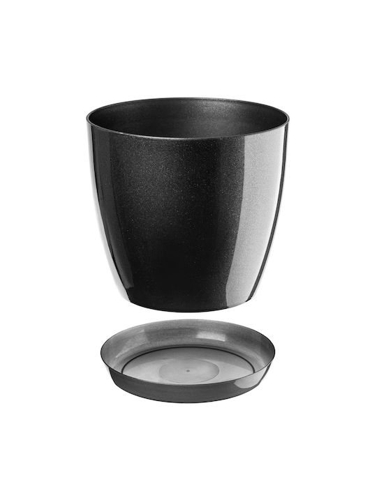 Kadax Set Of 3 Plastic Graphite Flower Pots With Saucer