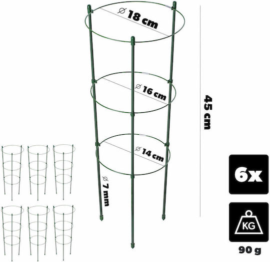 Ring Support Plants Flowers 45cm Metal Stakes Rings 6pcs