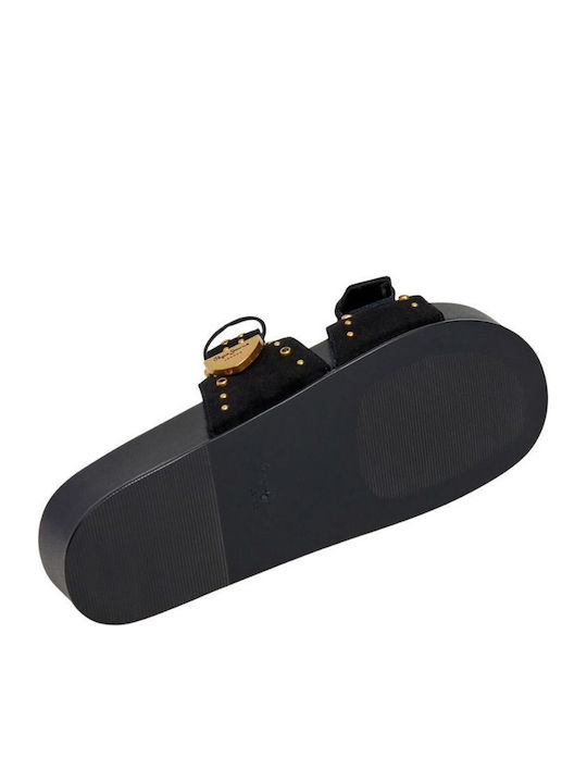 Studs Δερμάτινα Γυναικεία Σανδάλια Μαύρα