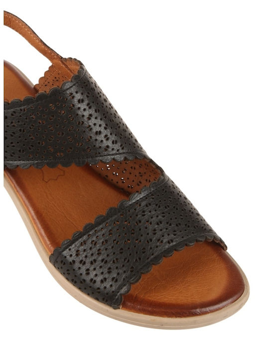 Leather Women's Flat Sandals Black