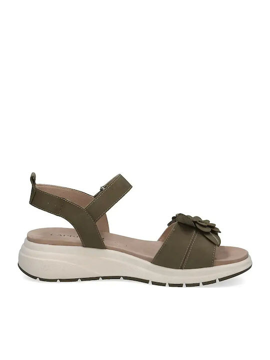 Leather Women's Flat Sandals Green