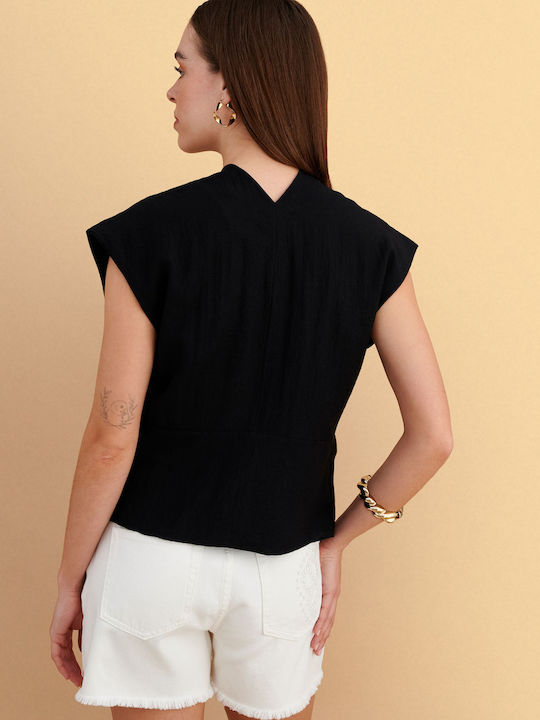 Damen Bluse Schwarz 9923704-Black
