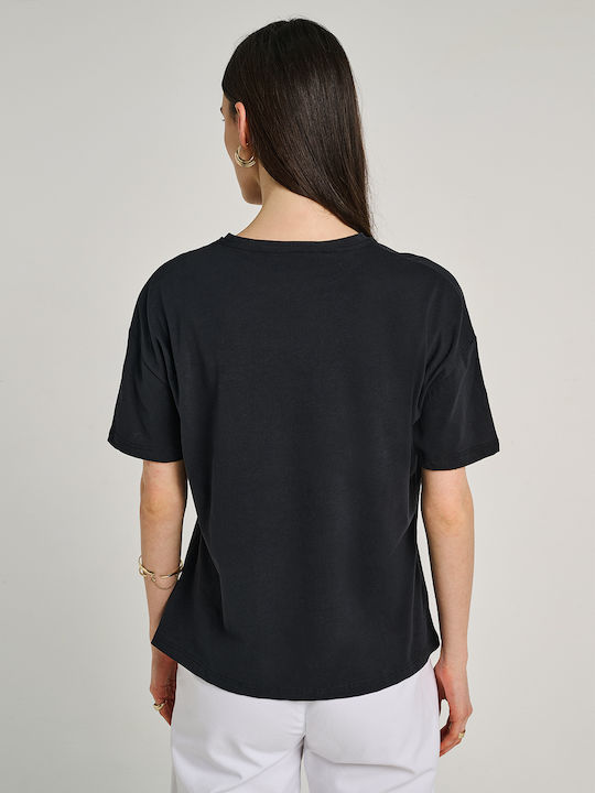 Women's Cotton Short Sleeve Top Black