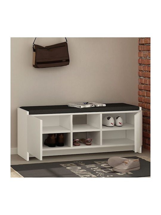 Zulla Wooden Shoe Organizer with 6 Shelves White 110x37x43cm