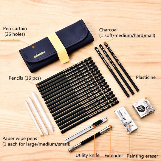 Professional Sketch Pencil Set 27 Pieces Er D L