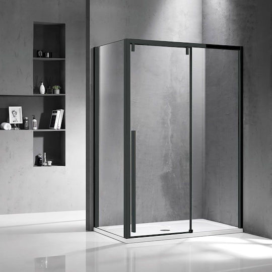 Karag Santorini Σταθερό Πλαϊνό Ντουζιέρας 140x200cm Clear Glass Nero Karag Santorini Σταθερό Πλαϊνό Ντουζιέρας 140x200cm Clear Glass Nero