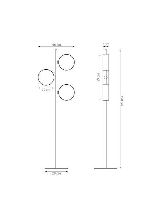 Emibig Floor Lamp with Socket for E14 Bulb Gray