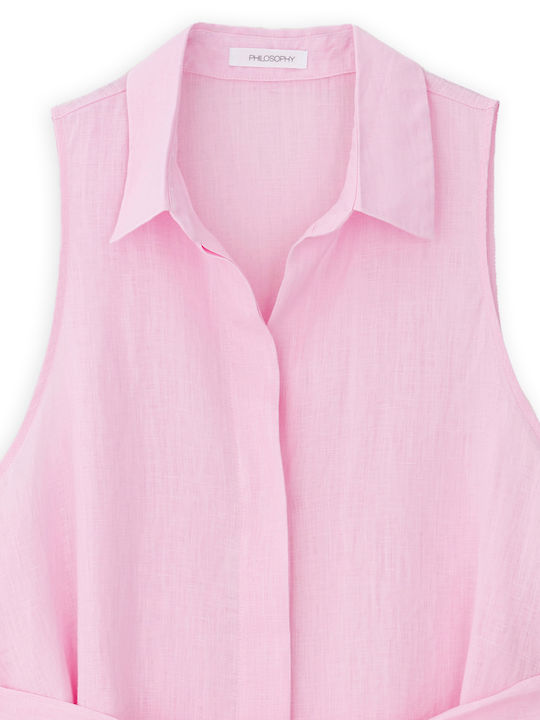Καλοκαιρινό Midi Σεμιζιέ Φόρεμα Pink