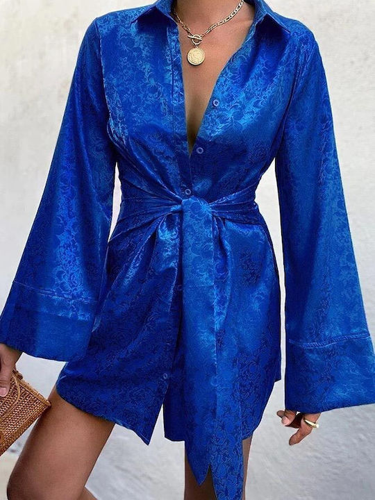 Mini Evening Satin Dress Royal Blue