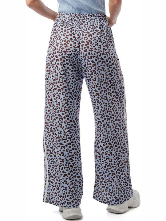 Light Blue Wide Pantaloons Animal Print Stripes