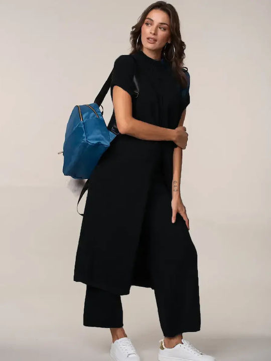 Knitted Set Trousers Long Turtleneck Black Size One Size Black