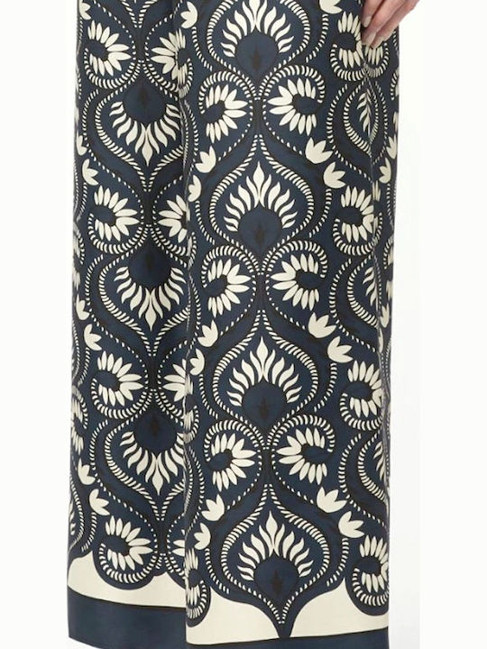 Pantaloni Largi Dama Floral Albastru