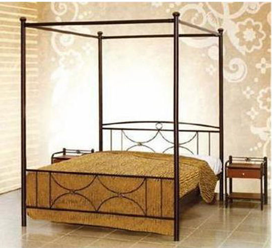 Νo35 Bed Double Metal Pink for Mattress 150x200cm