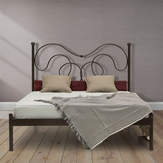 Άγης Metallbett mit Grauer Farbe für Matratze 160x200cm