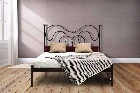Άγης Metallbett mit Grauer Farbe für Matratze 160x200cm