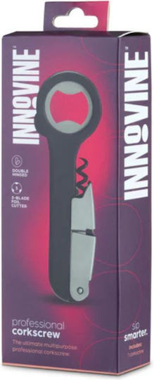 Innovine 12049 Professional Magnetic Corkscrew Double Lever & Cutter Black