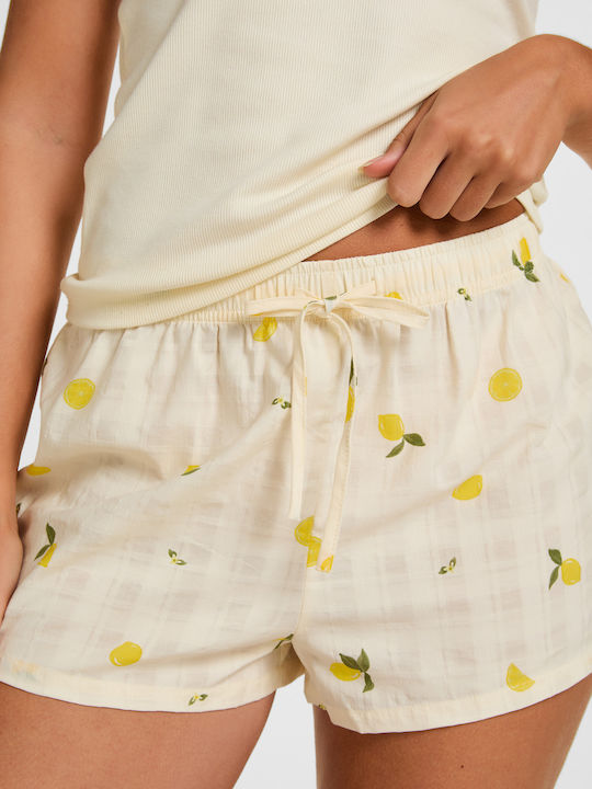 Hunkemöller Summer Cotton Women's Shorts Pajamas White