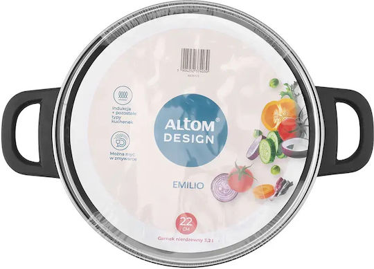 Altom Emilio Βαθιά Ανοξείδωτη Κατσαρόλα 3.2lt / 22cm
