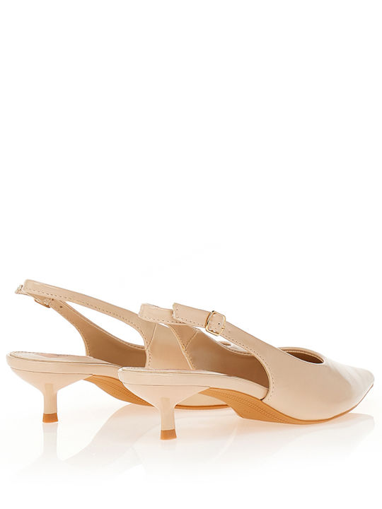 Spitze Zehen Pumps aus Lackleder mit Riemen & Niedrigem Absatz Rosa