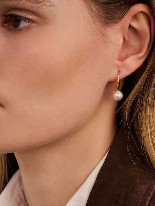 Ti Sento Silver Hoop Earrings With Pearls