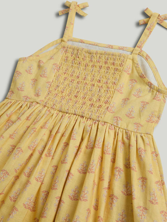 Rochie Fete Fără Mâneci Din In Galben