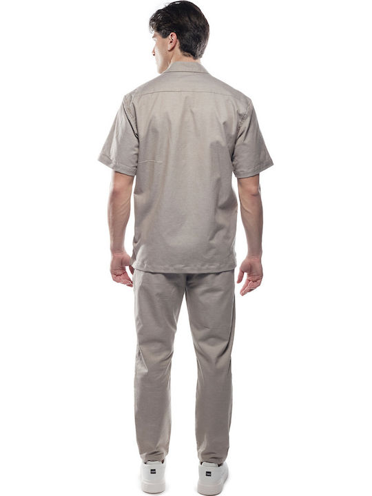 Μακρυμάνικo Λινό Overshirt Sand Beige